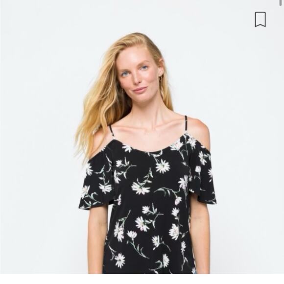 Kaileigh Valette Back Black Floral Cold Shoulder Top - Picture 1 of 6